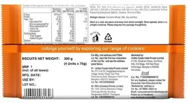 Unibic Biscuits Cashew Badam Cookies, 300g - 300g