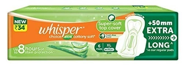 Whisper Choice Sanitary Pad Aloe Vera Freshness Extra Long with Long, 6 pads - #REF!