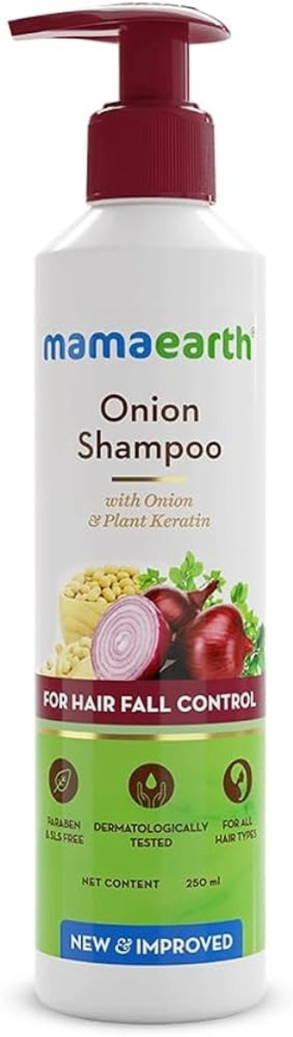 Mamaearth Onion Shampoo For Hair Fall Control (Onion& Plant Keratin), 250 ml - 250 ml