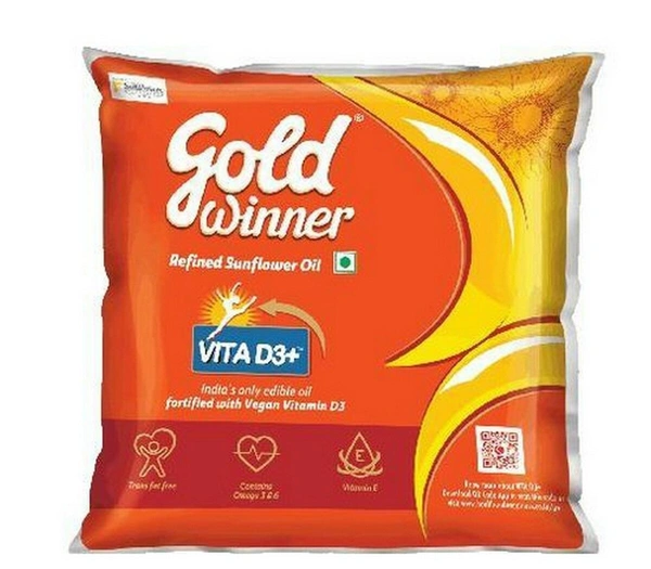 Gold Winner Refined Sunflower Oil Pouch, 500 ml - 500ml