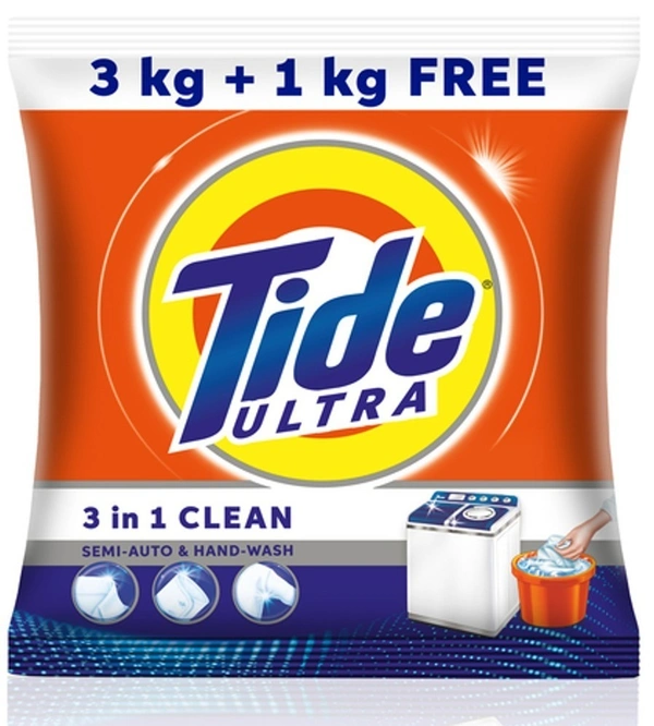 Tide Ultra 3 in 1 Clean Detergent Washing Powder(Get 1 kg Free),3 kg - 3 kg