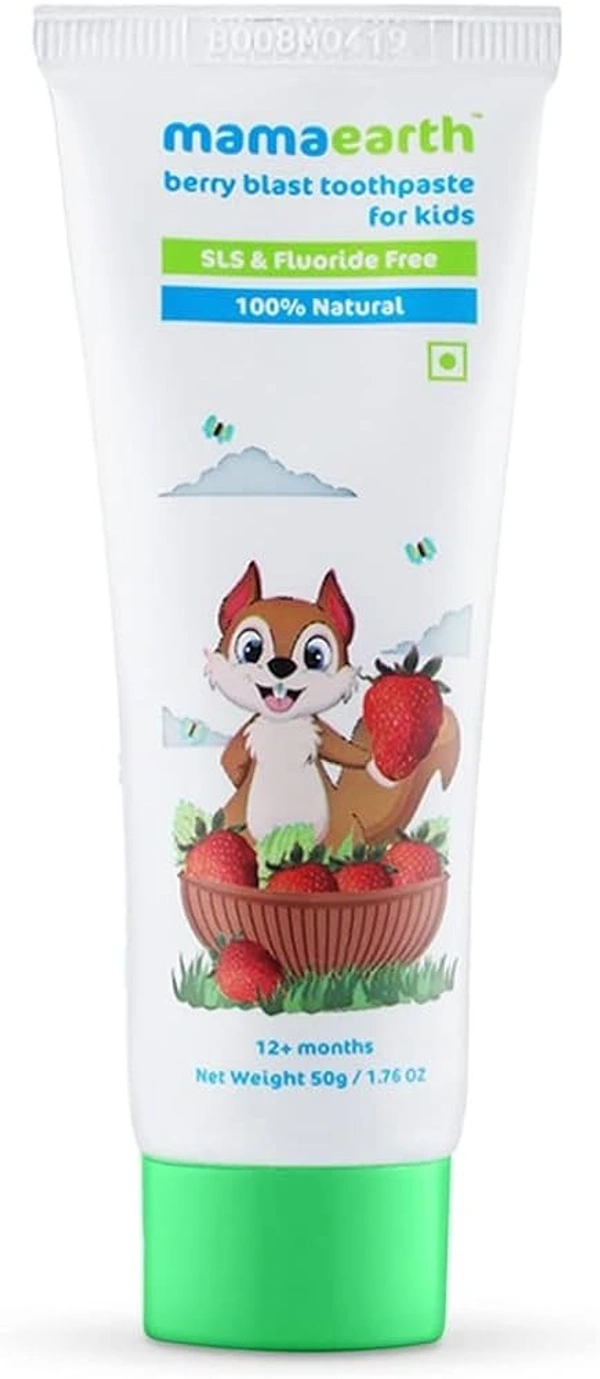 Mamaearth Berry Blast Toothpaste For Kids SLS& Fluoride Free 100% Natural, 50g - 50g