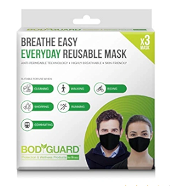 Bodyguard BodyGuard Breathe Easy Everyday Reusable Anti Pollution Mask, 3 pcs - 3 pcs
