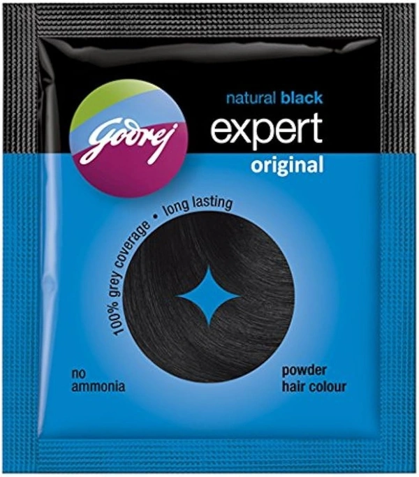 Godrej Natural Black Expert Powder Dye Original, 20 ml - 20 ml