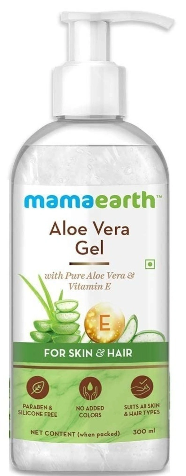 Mamaearth Aloe Vera Gel For Skin& Hair (Pure Aloe Vera& Vitamin E), 300 ml - 300 ml