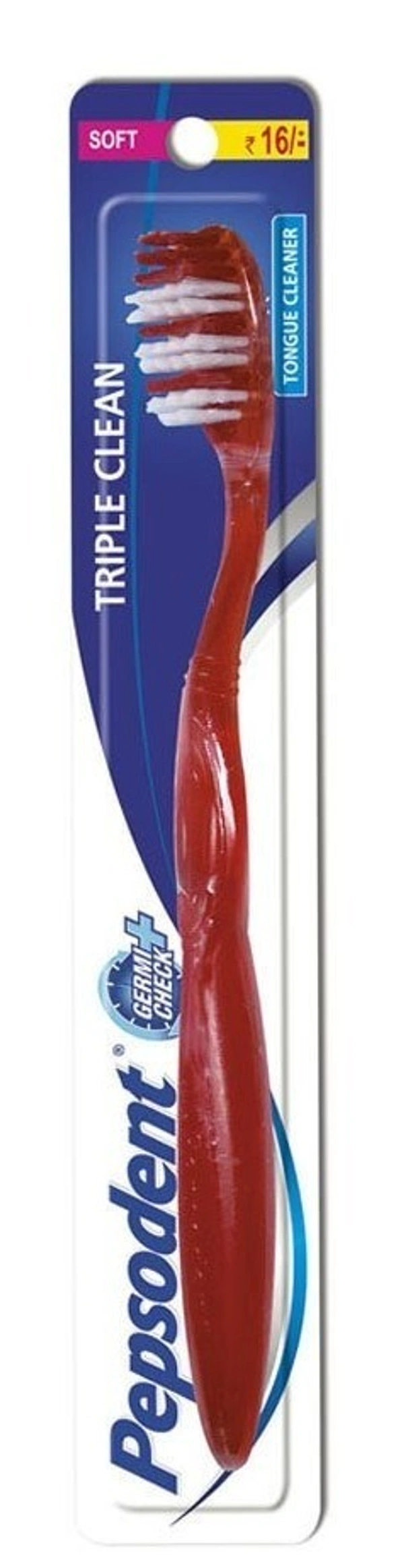 Pepsodent Toothbrush Triple Clean Soft Bristles, 1 pcs - 1 pcs