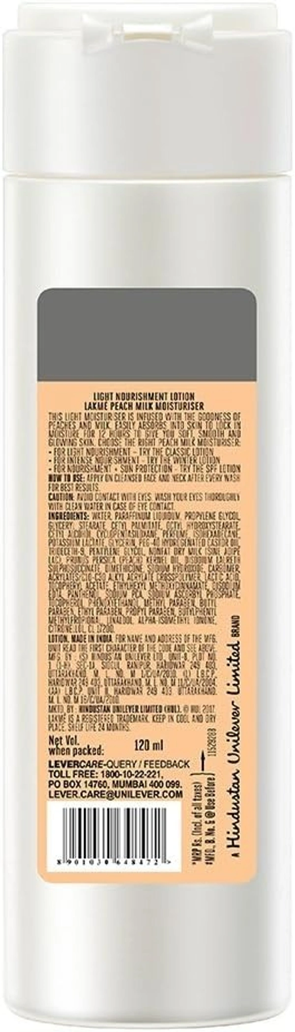 Lakme Peach Milk Moisturizer Body Lotion, 200 ml - 60 ml