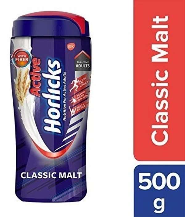 Horlicks Active - & tion drink for Adults, Classic Malt, 500gm - 500g