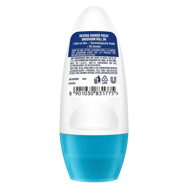 Rexona Deodorant Roll On Shower Fresh Underarm Odour  Protection, 50 ml - 50 ml