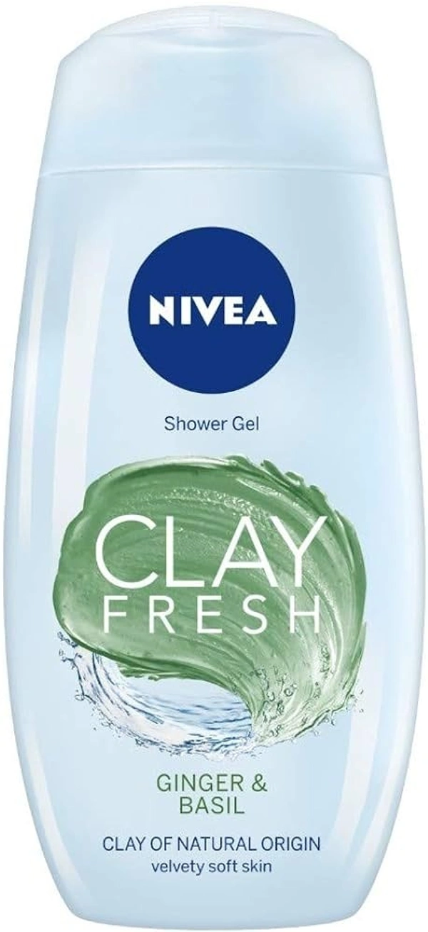 Nivea Showee Gel Clay Fresh Ginger Basil, 250ml - 250ml