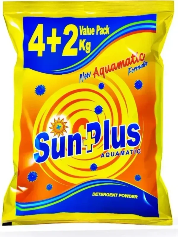 Sunplus Detergent Powder New Aquamatic Formula 4 kg + 2 kg Pack, 6 kg - 6 kg