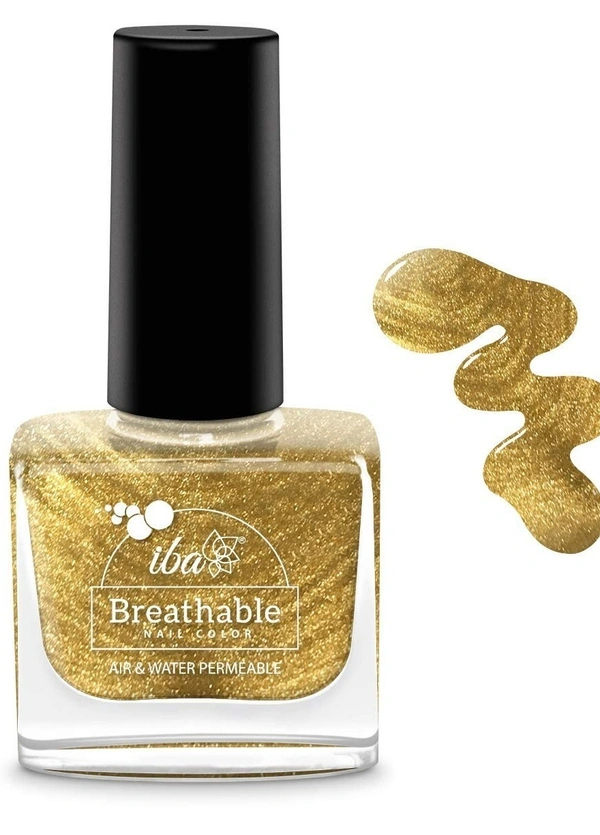 Iba Breathable Nail Color B23 Gold Sparkle, 9 ml - 9 ml