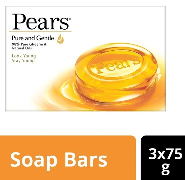 Pears Pure and Gentle Soap Bar, 3x75g, 225g - 3x75g-225g