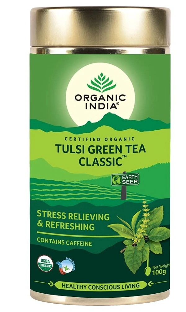 Organic India Tulsi Green Tea Classic, 100g - 100g