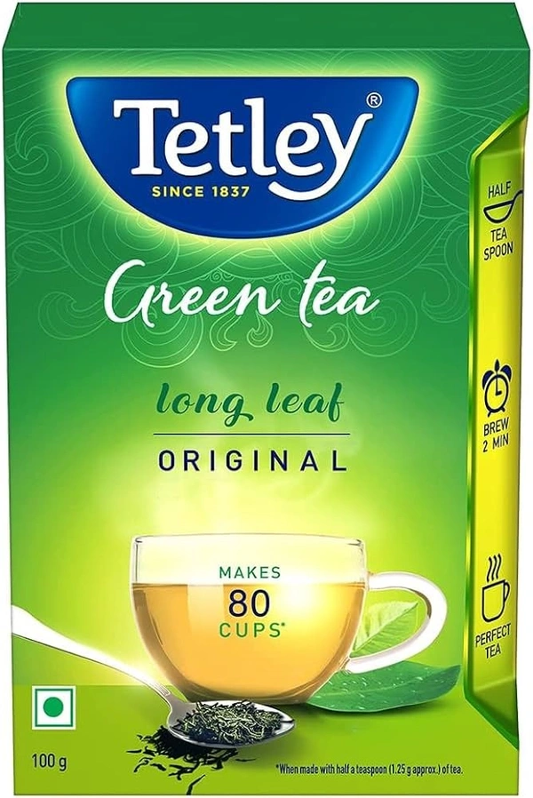 Tetley Long Leaf Green Tea, 100gm, Carton - 125g
