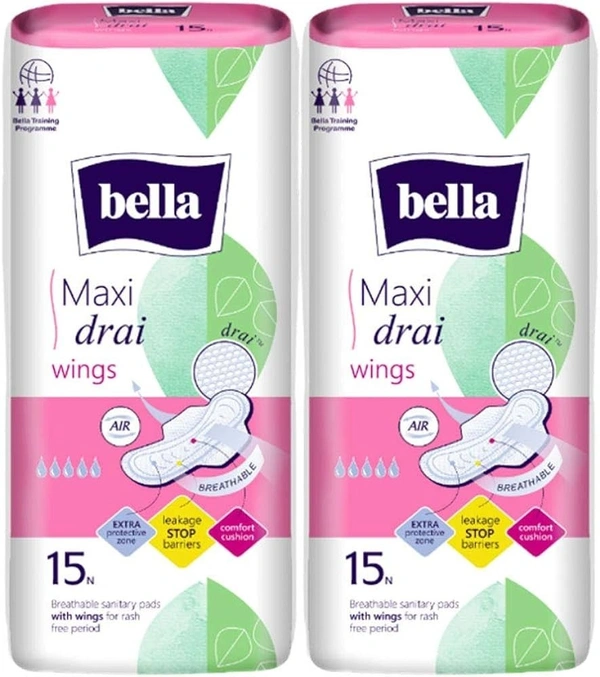 Bella Maxi Drai Wings X 15 Pads, 30 pads - 30 pads