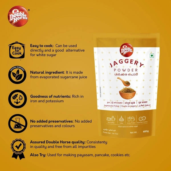 Double Horse Jaggery Powder Pouch, 400g - 400g