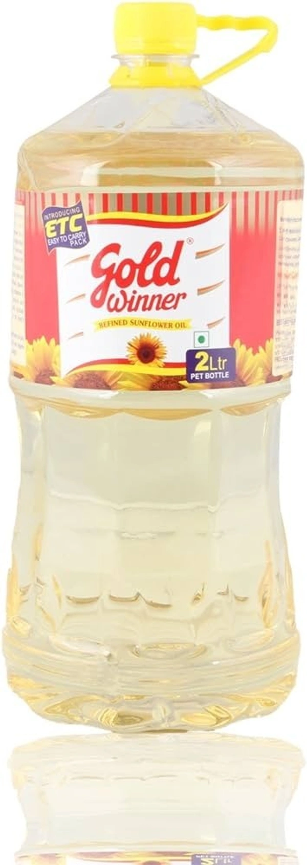 Gold Winner Refined Sunflower Oil Bottle, 2 ltr - 2ltr