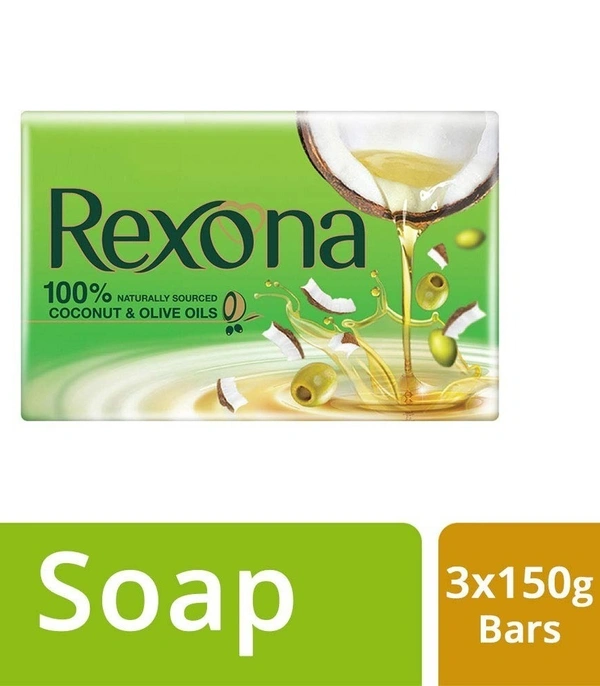 Rexona Coconut and Olive Oil Soap Pack of 3x150g, 450g - 450g