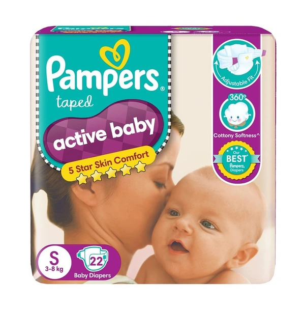 Pampers Active Baby Diapers, Small, 22N - 22 Nos