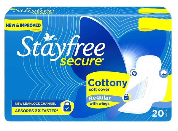 StayFree Stayfree Cottony Soft Cover Regular With Wings, 20 Nos - 20 Nos