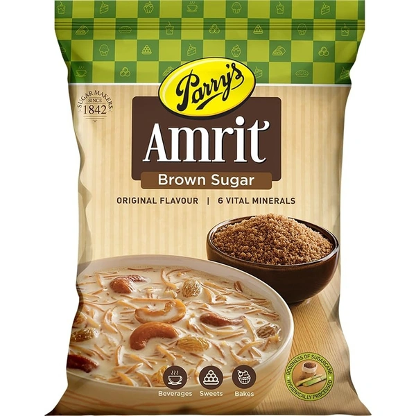 Parry's Amrit Brown Sugar Original Flavour 6 Vital Minerals Pouch, 500g - 500g