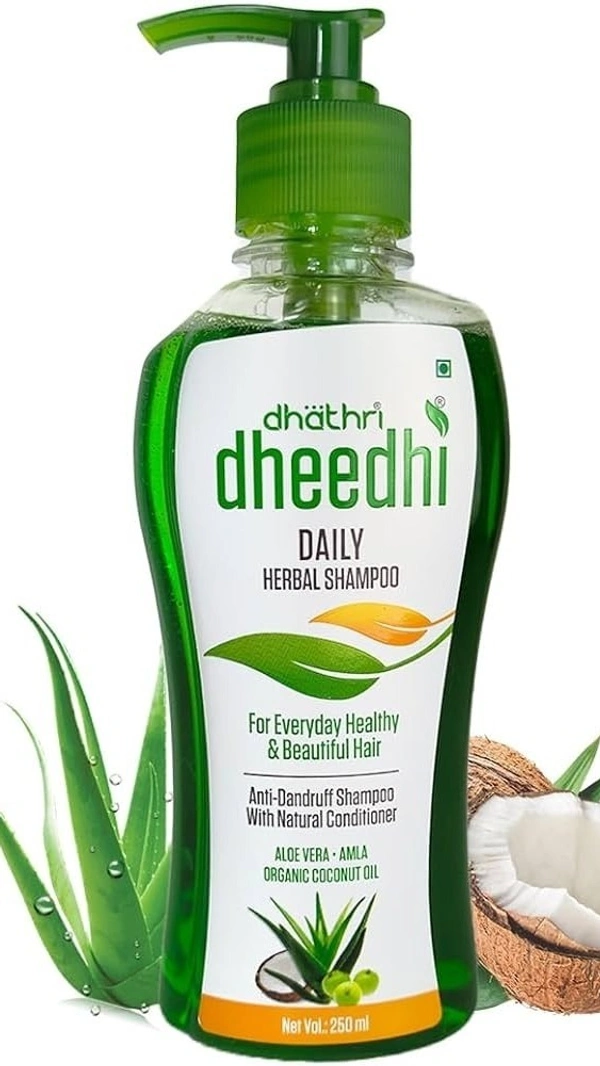 Dheedhi Daily Herbal Antidandruff Shampoo With Natural Conditioner, 250ml - 250ml