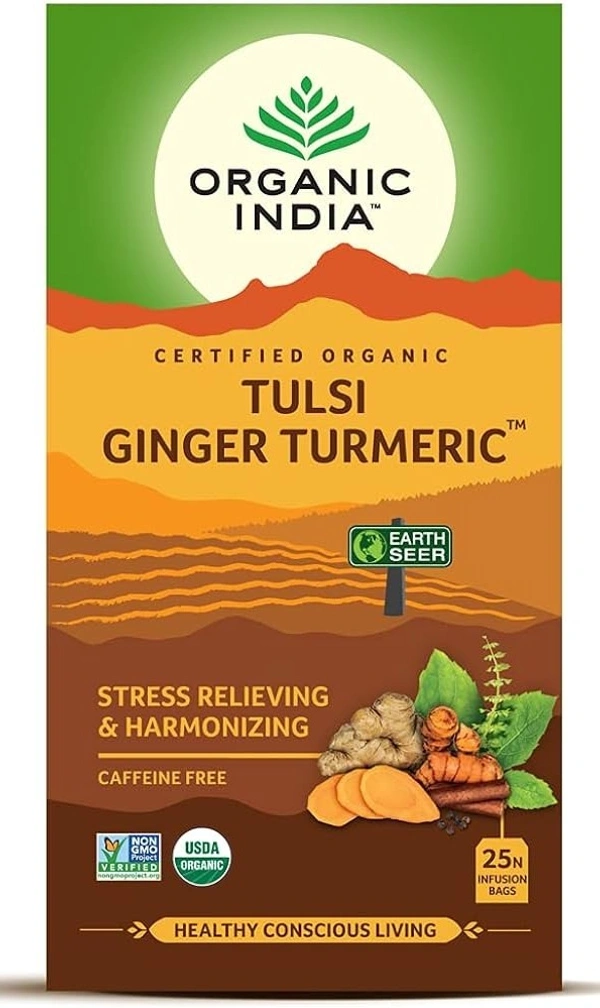 Organic India Green Tea Tusli Ginger, 25 Bags - 25 Bags