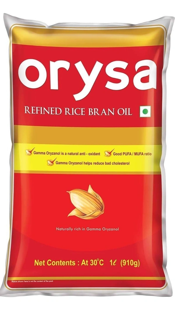 Orysa Refined Rice Bran Oil Pouch, 1 ltr