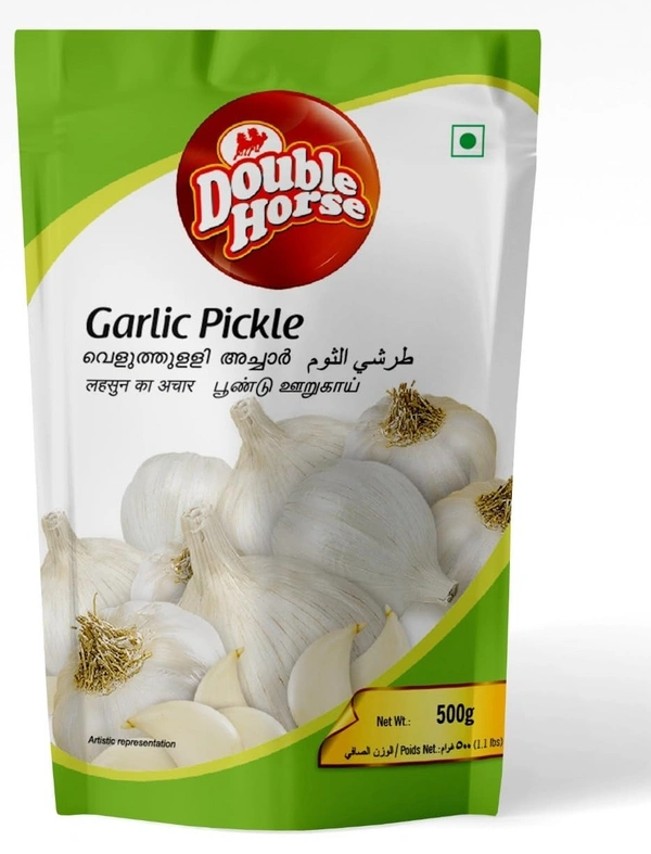 Double Horse Authentic Kerala Style Garlic Pickle, 500g - 500g