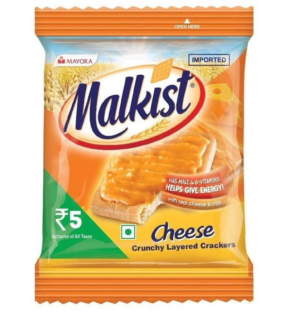 Malkist Cheese Crunchy Layered Crackers Pouch, 23g - 23g