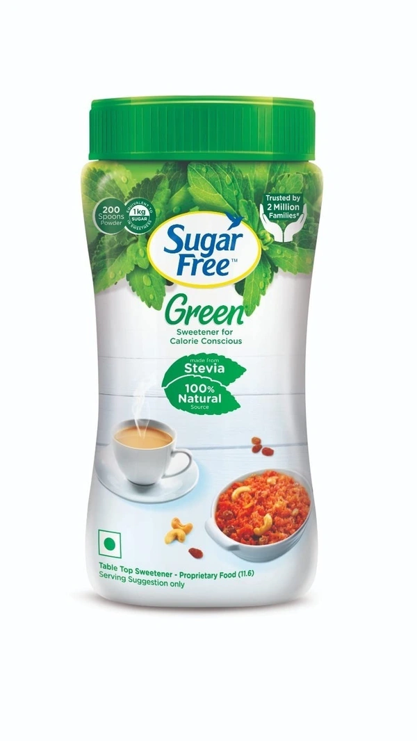 Sugar Free Green Sweetener - With Natural Stevia, Zero Calories, 200 g Jar - 200g