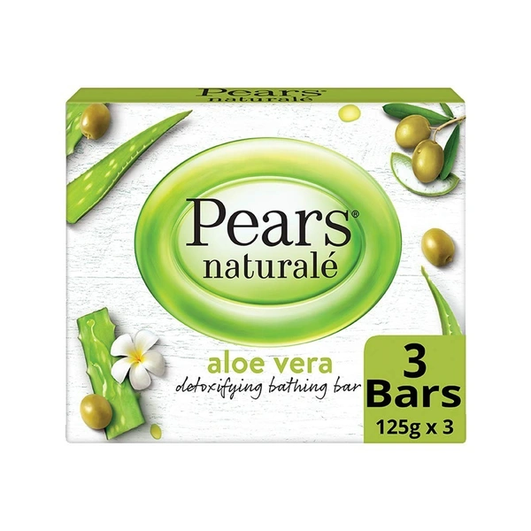 Pears Natural Aloe Vera Detoxifying Soap Bar,3x125g - 3x125g