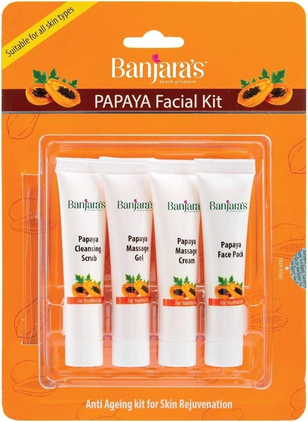 Banjara's Facial Kit, Papaya (Pack of 4) - 4X15g