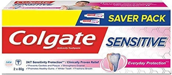 Colgate Sensitive Everyday Protection Anticavity Toothpaste (Buy 1 Get 1 free), 80g - 80g