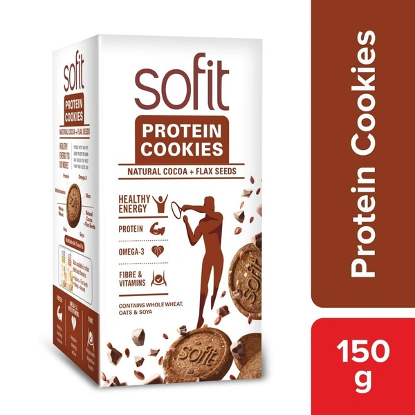 Sofit Protein Cookies Natural Cocoa Flax Seeds, 150g - 150g