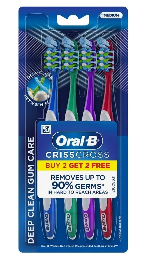 Oral-B Toothbrush Crisscross Gum Care Medium, 4 pcs - 4 pcs