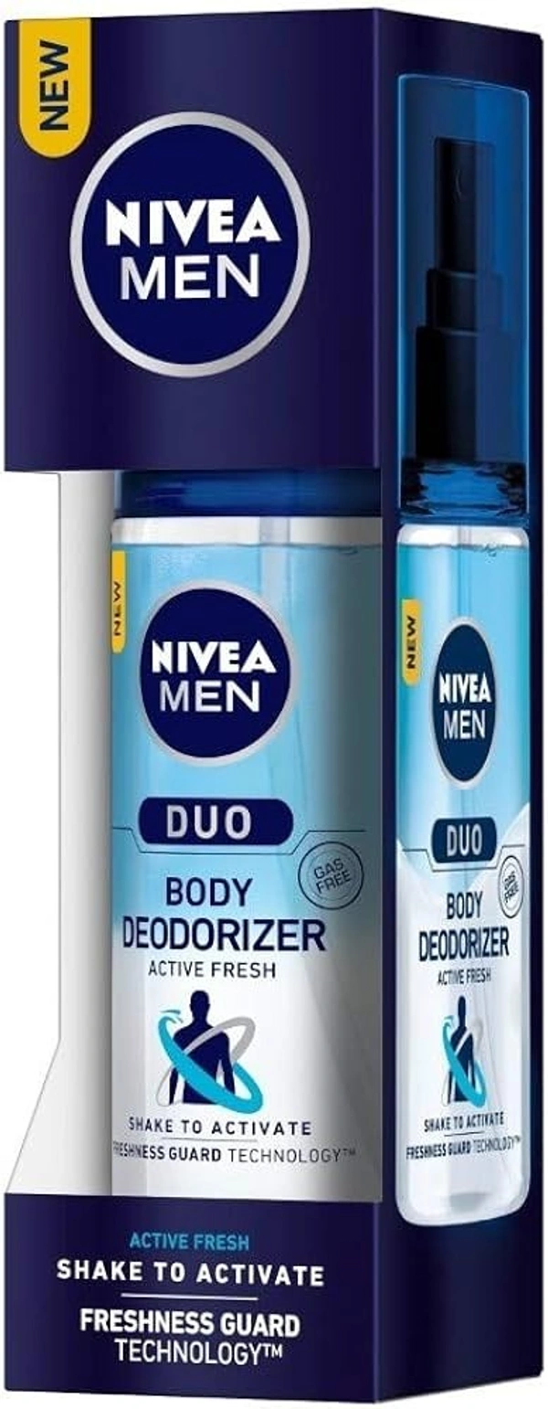 Nivea Men Duo Body Deodorizer Active Fresh, 100 ml - 100 ml