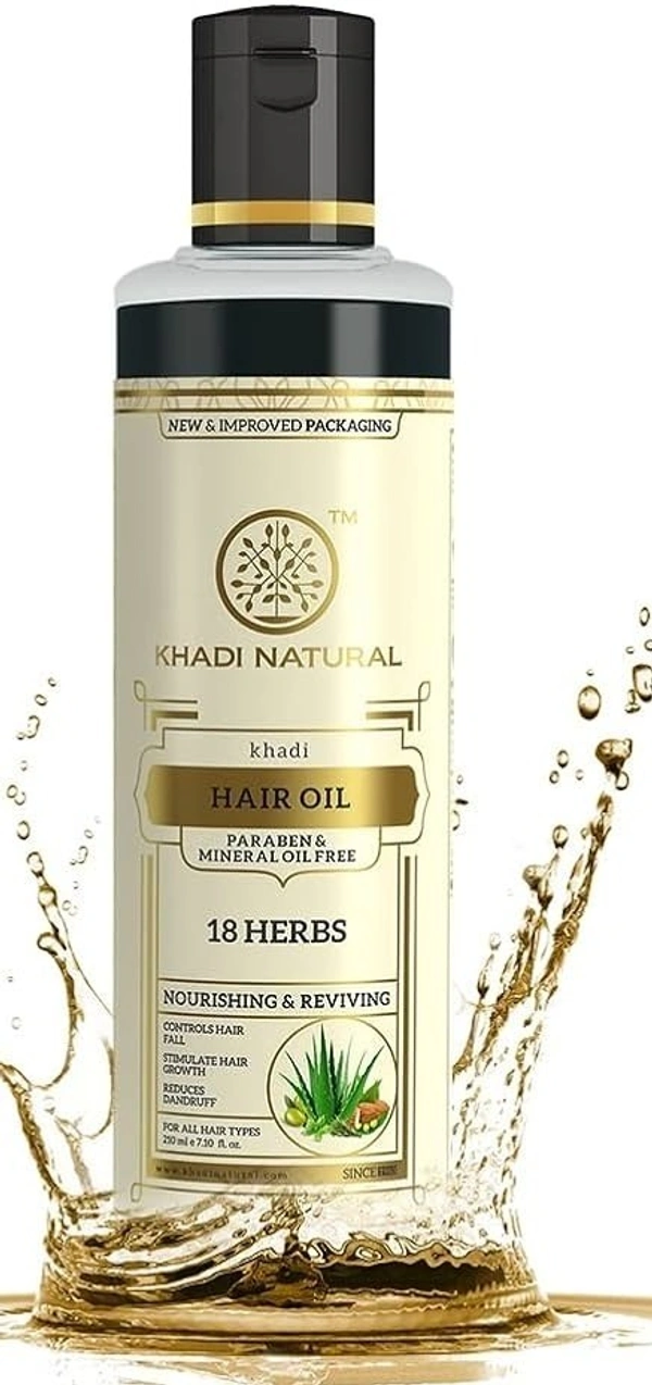 Khadi Herbal 18 Herbs Hair Oil Paraben Mineral Oil Free, 210 ml - 210 ml