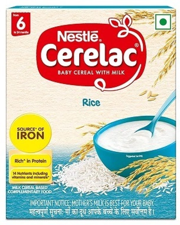 Nestle Cerelac Baby Cereal with Milk , Rice ,Stage 1, From 6 to 24 Months , Source of Iron & Protein , 300g - 300g