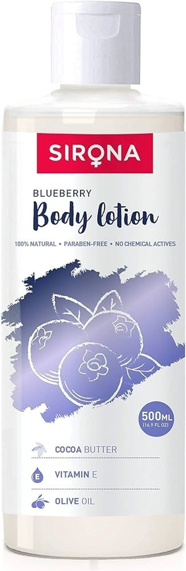 Sirona Natural Blueberry Body Lotion with Cocoa Butter, 500 ml - 500 ml