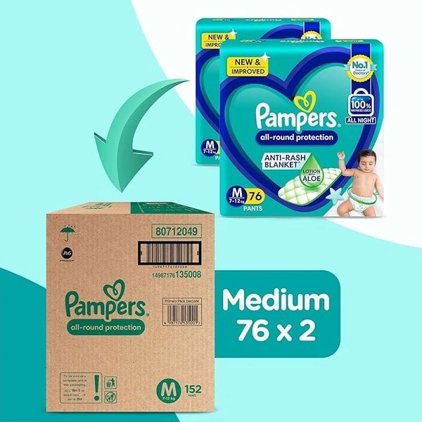 Pampers New Diapers Pants Monthly Box Pack (152 Nos), 152 pants