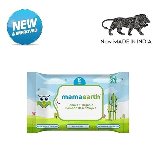Mamaearth Oraganic Bamboo Based Wipes, 15 pcs