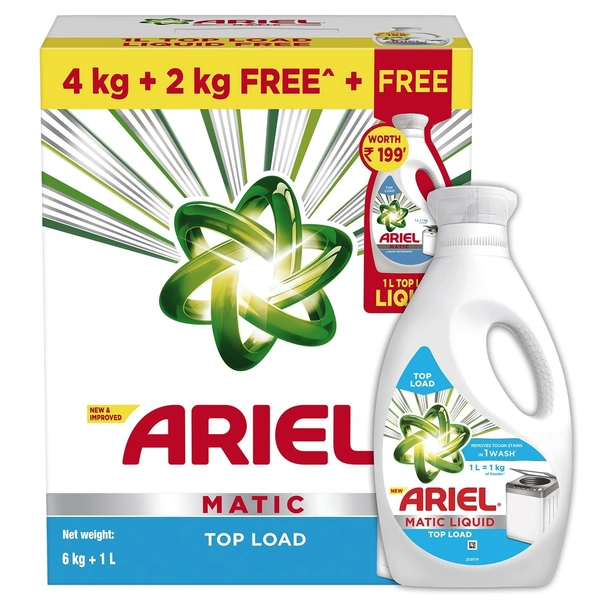 Ariel Matic Top Load Detergent Washing Powder   with Free Detergent Powder, 6 kg - 6 kg