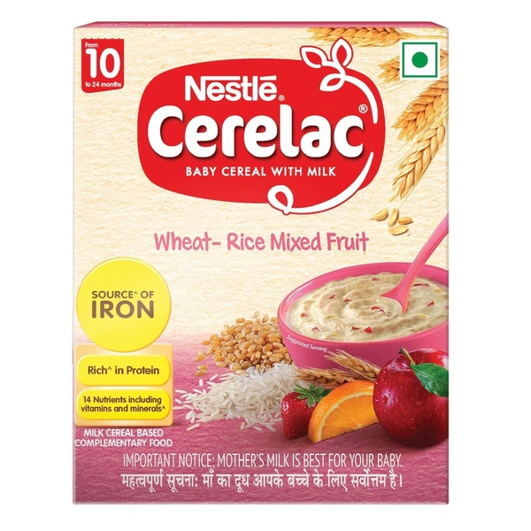 Nestle Cerelac Baby Cereal with Milk , Wheat - Rice Mixed Fruit , From 10 to 24 Months , Stage 3 - 300g