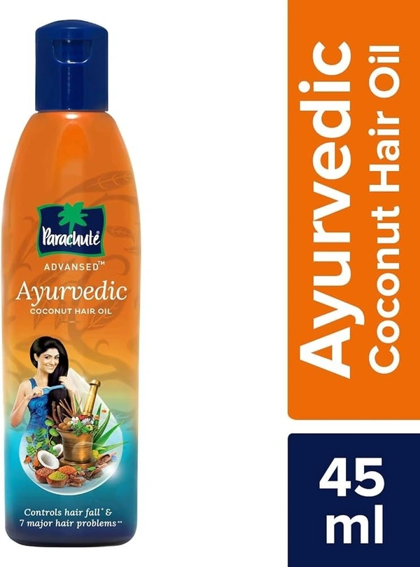 Parachute Ayurvedic Coconut Hair Oil Bottle, 45 ml - 45 ml