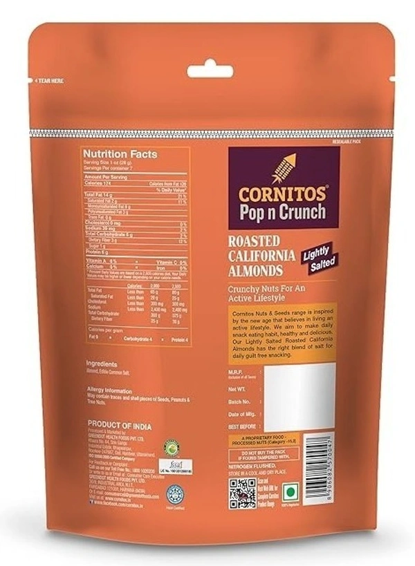 Cornitos Roasted Almond Salted, 200g - 200g