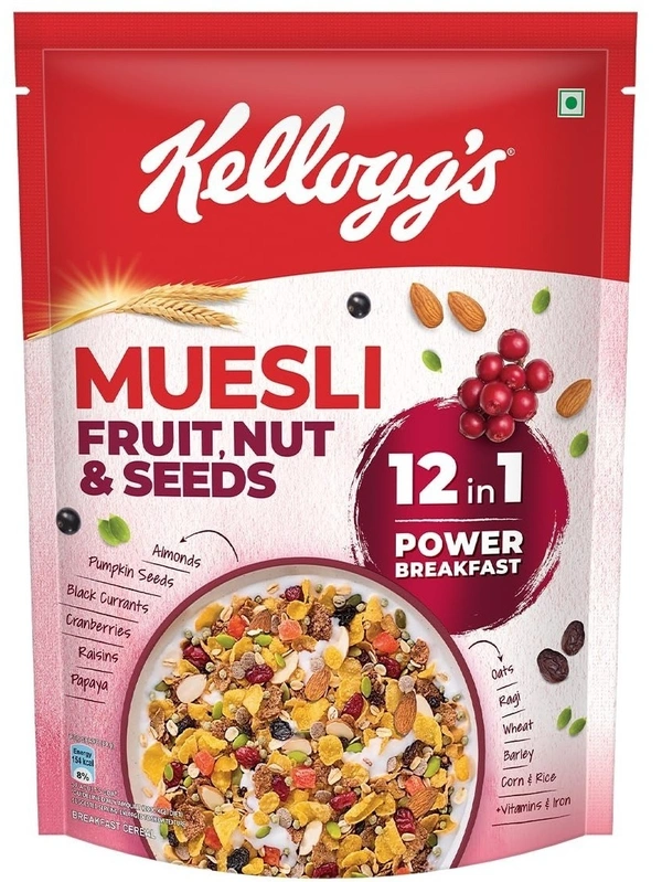 Kellogg's Muesli Fruit, Nut& Seeds Pouch, 500g - 500g