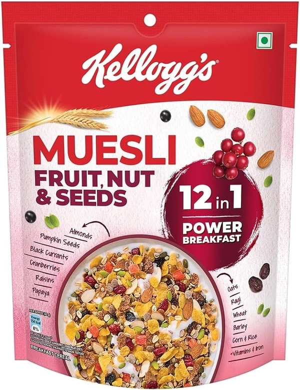 Kellogg's Muesli Fruit Nut& Seeds Pouch, 240g - 240g