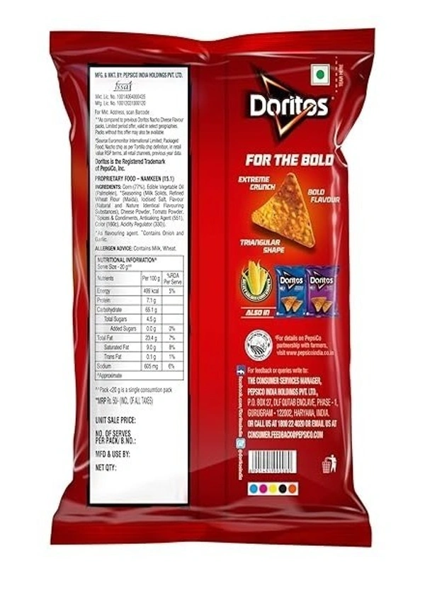 Doritos Nacho Chip Namkeen Nacho Cheese Flavour, 100g - 100g
